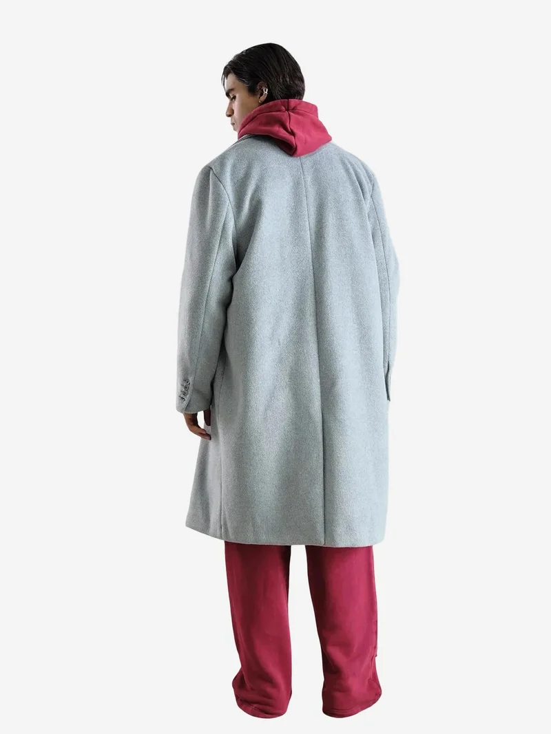 Giesto Grey GIESTO Long Buttoned Textured Jacket for Men | Best Price UAE