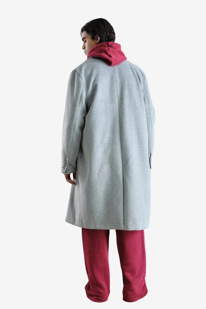 Giesto Grey GIESTO Long Buttoned Textured Jacket for Men | Best Price UAE