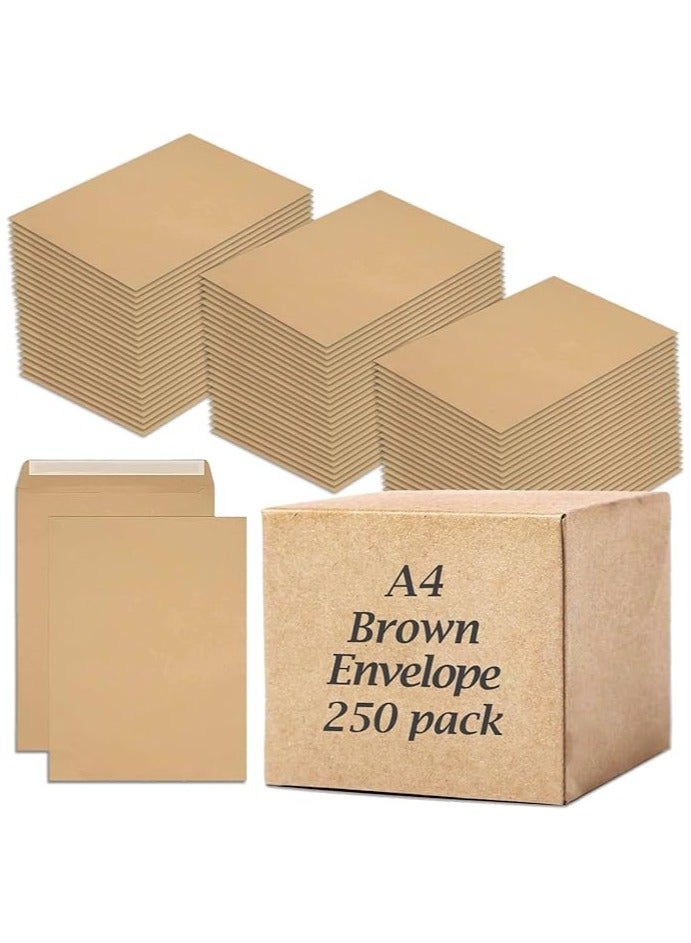 MARKQ [A4] مظروف بني [250 عبوة] 12.75" × 9.25" مظروف بريد ذاتي الإغلاق للإرسال للمكتب المنزلي والتجارة الإلكترونية، 80 جرام - Image 1