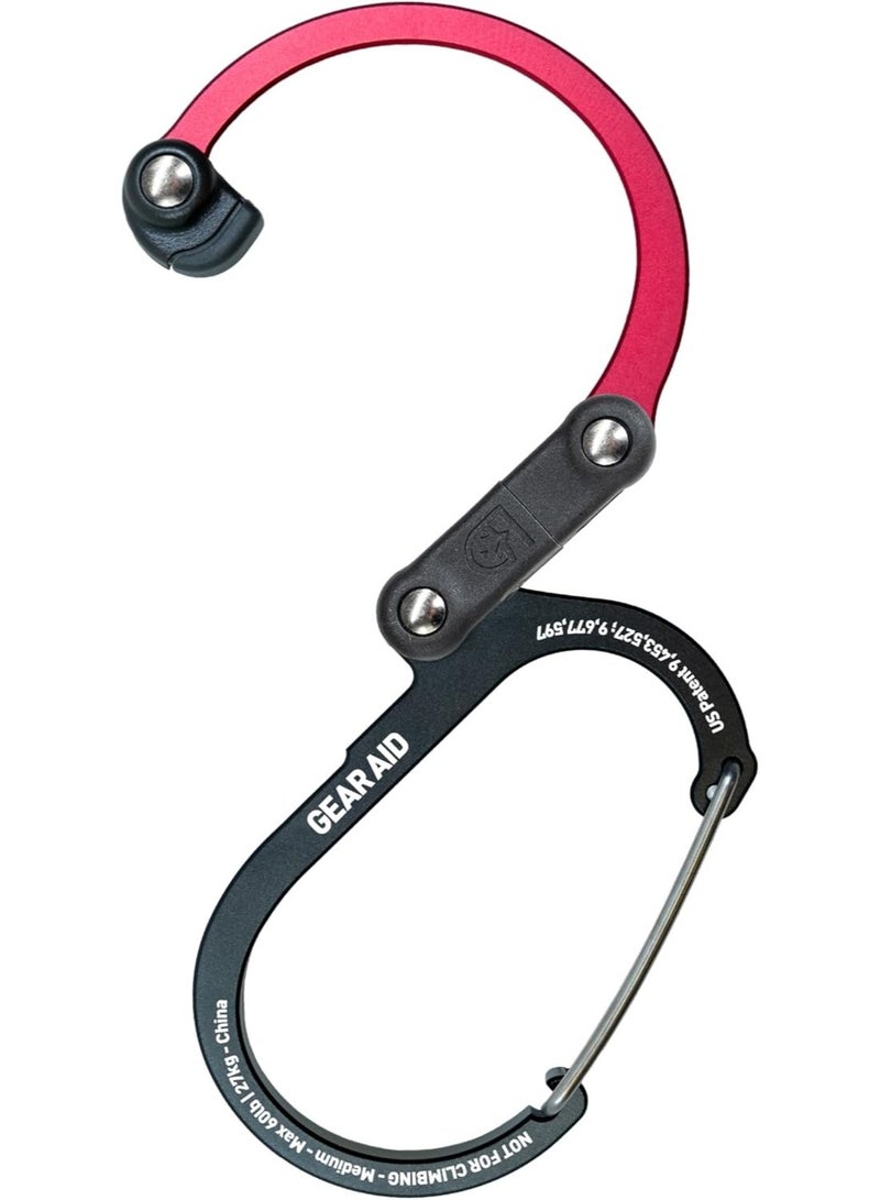 GEAR AID HEROCLIP Carabiner Gear Clip and Hook (Medium) for Camping, Backpack, and Garage Organization, Black and Red, 1 Pack - Image 2