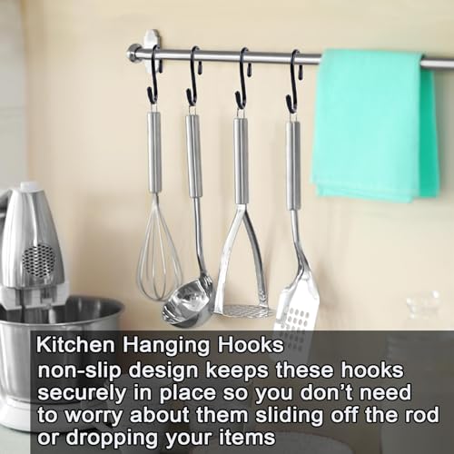 Dreecy 10 Pack 4 Inch S Hooks, Heavy Duty Metal Black Rubber Coated Non Slip Closet S Hooks for Hanging Plants, Clothes, Jeans, Purse, Jewelry, Pot, Pans, Cups, 6.0TG-SG - Image 5