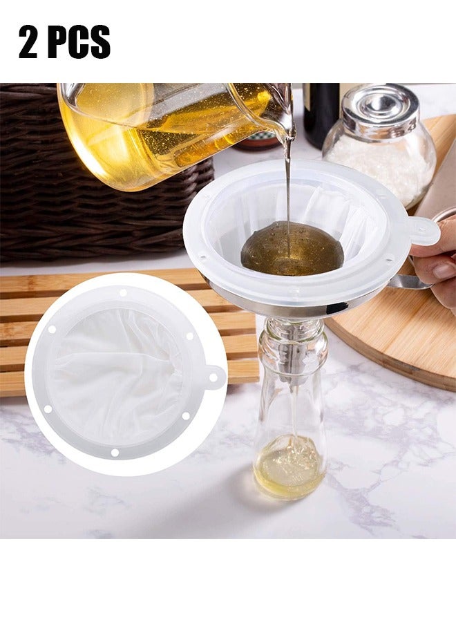 اتش واي 2 قطعة مصفاة شبكية ، 200 شبكة تصفية طعام المطبخ ، مصفاة شبكية نايلون فائقة الدقة منخل بلاستيكي غرامة شبكة تصفية ملعقة متوافقة مع قمع 5.5 بوصة ، لتصفية زيوت عصير القهوة حليب الصويا الزبادي العسل - Image 1