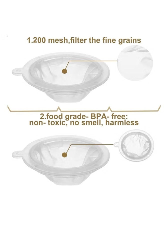 اتش واي 2 قطعة مصفاة شبكية ، 200 شبكة تصفية طعام المطبخ ، مصفاة شبكية نايلون فائقة الدقة منخل بلاستيكي غرامة شبكة تصفية ملعقة متوافقة مع قمع 5.5 بوصة ، لتصفية زيوت عصير القهوة حليب الصويا الزبادي العسل - Image 3