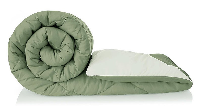 la' amour Premium Microfiber Solid Plain Double Bed Comforter | All-Season Reversible AC Blanket for Winter & Summer | Soft & Lightweight Quilt for Double Bed - 220 GSM, Olive Green - Image 5