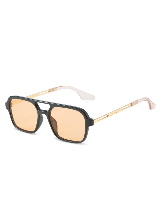 Anna Square Frame Double Beam Pilot Sunglasses with UV Protection - Image 1