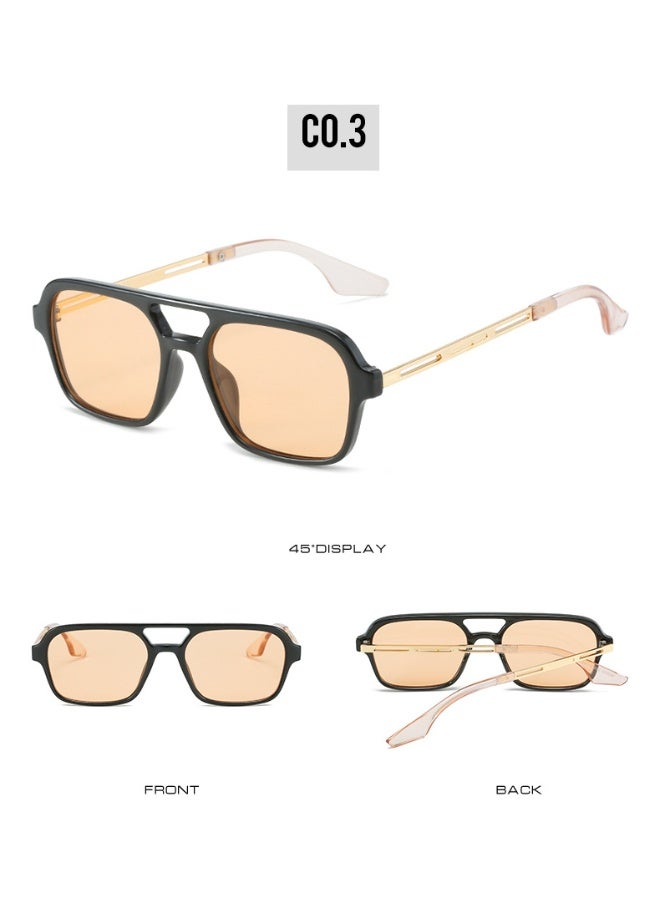 Anna Square Frame Double Beam Pilot Sunglasses with UV Protection - Image 2