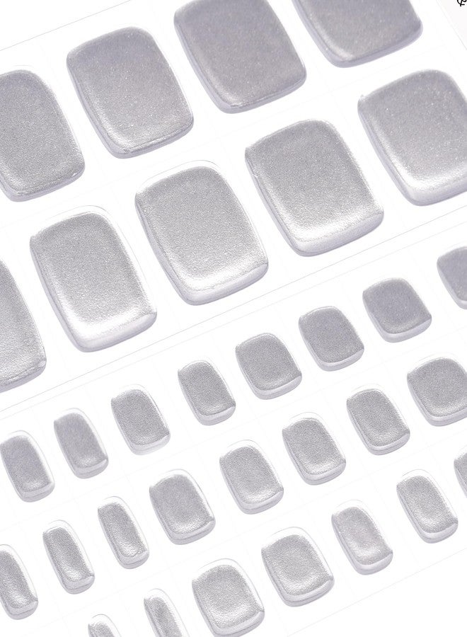 DANNI & TONI Semi Cured Gel Toenail Strips Sliver (Gloss Babe) Mirror Toe Nail Stickers Gel Pedi Wraps 37 Stickers - Image 4