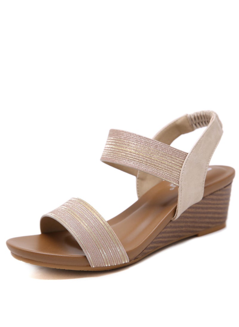 Loquat Wedges And Rubber Sandals For Women Beige 