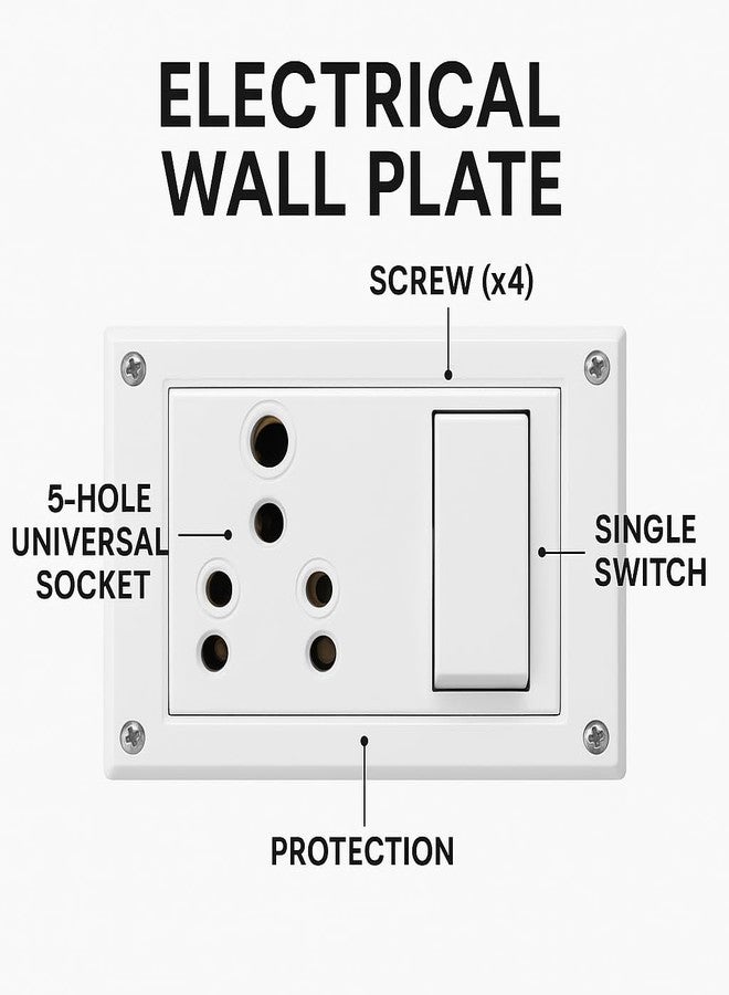 SEER 6-16 Amp Non-Modular Switch and Socket Combination with Box, Polycarbonate, White (switch box) - Image 2