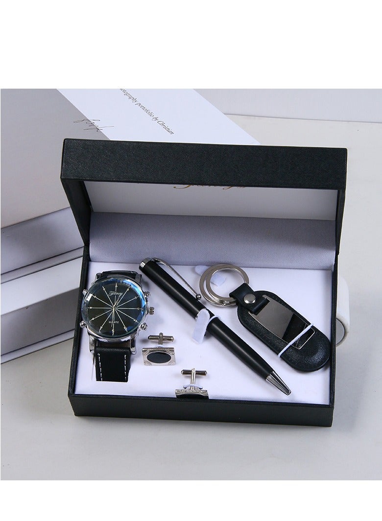 QZ Men's Fashionable Watch And Sunglasses Set, An Exquisite Gift Suitable For Giving To Husbands Or Children - Image 1