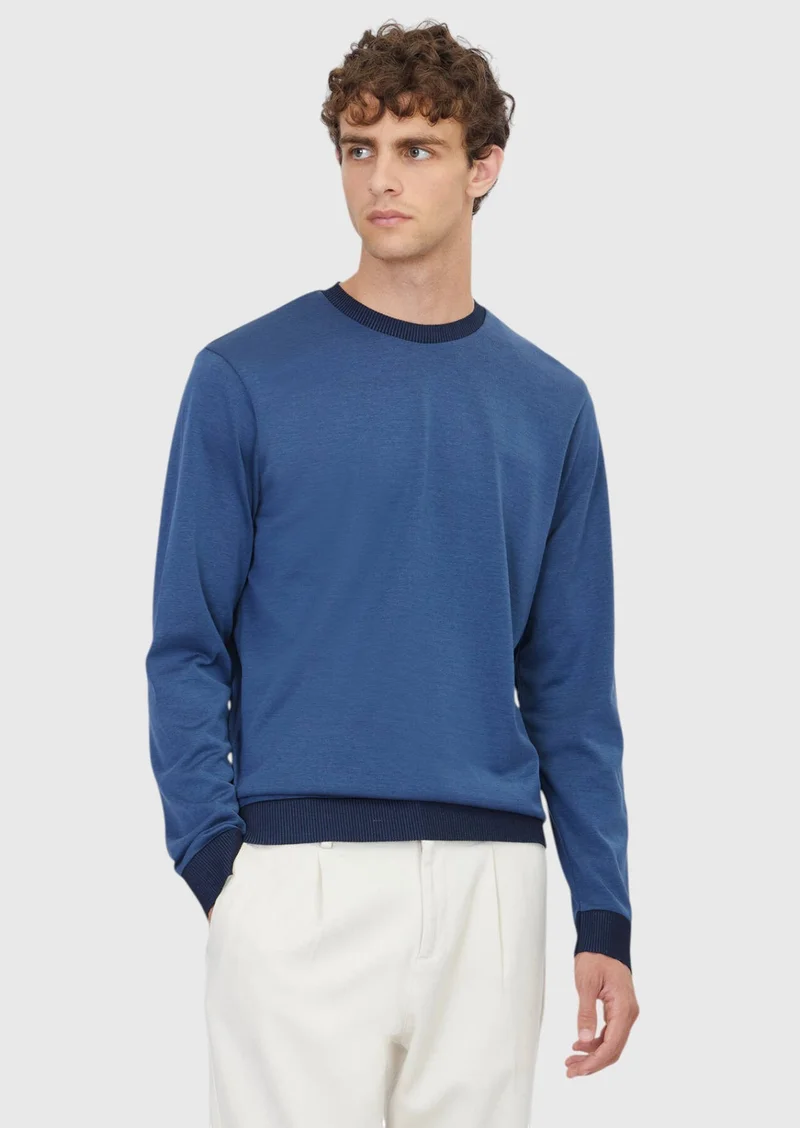 Ramsey Blue Crew Neck Plain Sweatshirt