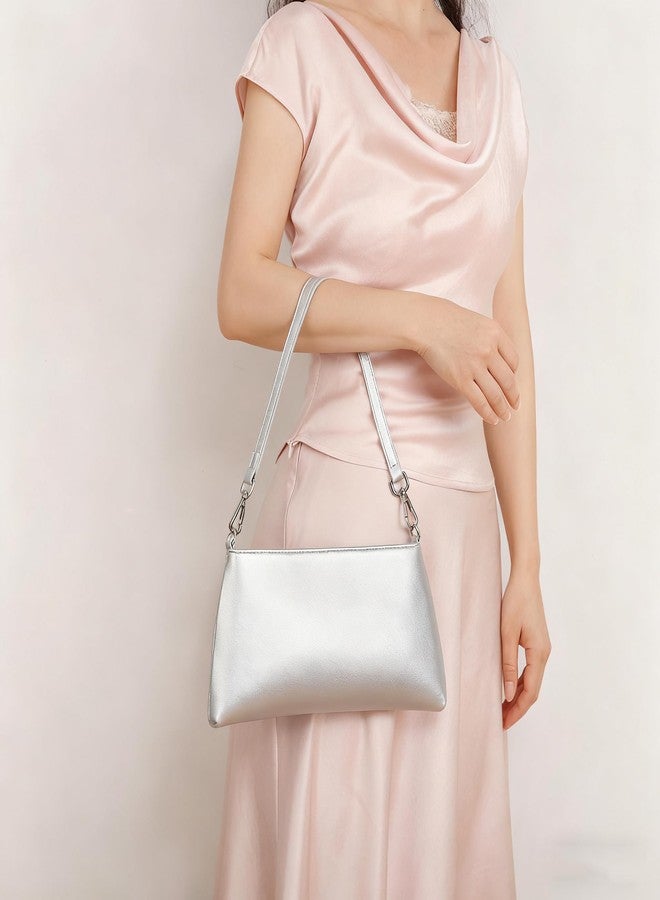 Valleycomfy Women Clutch Purses Ladies Pu Leather Evening Bag Shoulder Bag Handbag for Party/Wedding/Cocktail/Prom/Club, Silver - Image 5