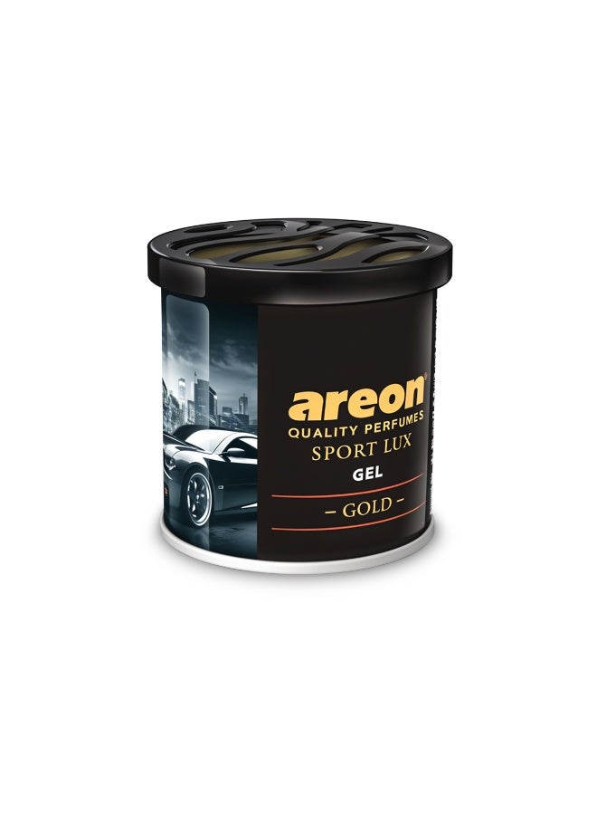 معطر جو جل فاخر رياضي فاخر للسيارة ذهبي 80 جم، مزيل للروائح يدوم طويلاً للسيارة والمنزل والمكتب، علبة قابلة للتحكم في الرائحة، رائحة قوية لإزالة روائح الدخان والطعام والحيوانات الأليفة، معطر جو جل عالي الأداء في جميع الأحوال الجوية - Image 2