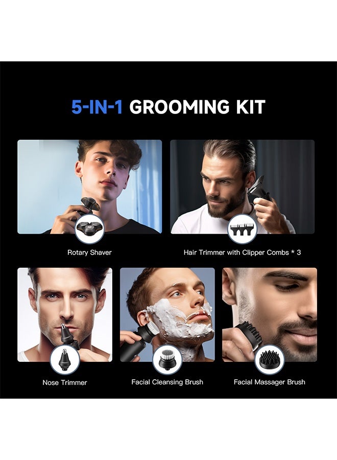 ENCHEN 5-in-1 Men's Electric Shaver Grooming Kit | 3D Floating 3-Blade Shaver | 27 Self-Sharpening Blades | IPX7 Waterproof | 60-Min Cordless Runtime | Fast Charging | Suitable for Shaving, Trimming & Facial Care - Image 2