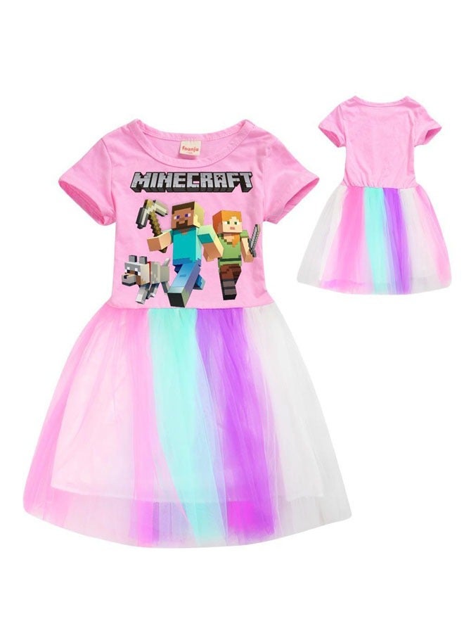 Minecraft costume skirt, 110-150cm short sleeve skirt set for girls - Image 1