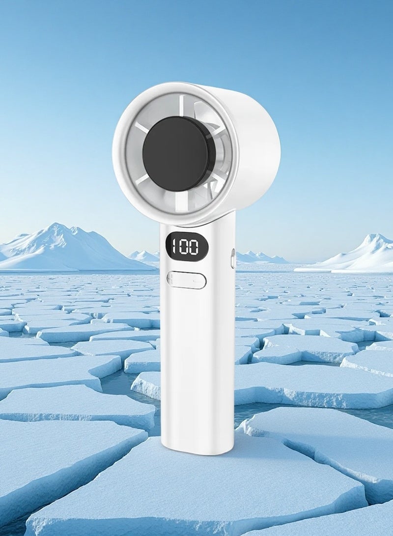 المروحة المحمولة بدون خطوات قابلة للتعديل ، مروحة شخصية محمولة مع شاشة LED ، مروحة صغيرة مع سرعة 1-120 ، مروحة مكتب قابلة لإعادة الشحن مروحة يدوية للسفر أو المكتب (أبيض) - Image 2