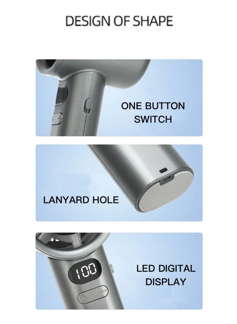 المروحة المحمولة بدون خطوات قابلة للتعديل ، مروحة شخصية محمولة مع شاشة LED ، مروحة صغيرة مع سرعة 1-120 ، مروحة مكتب قابلة لإعادة الشحن مروحة يدوية للسفر أو المكتب (أبيض) - Image 3