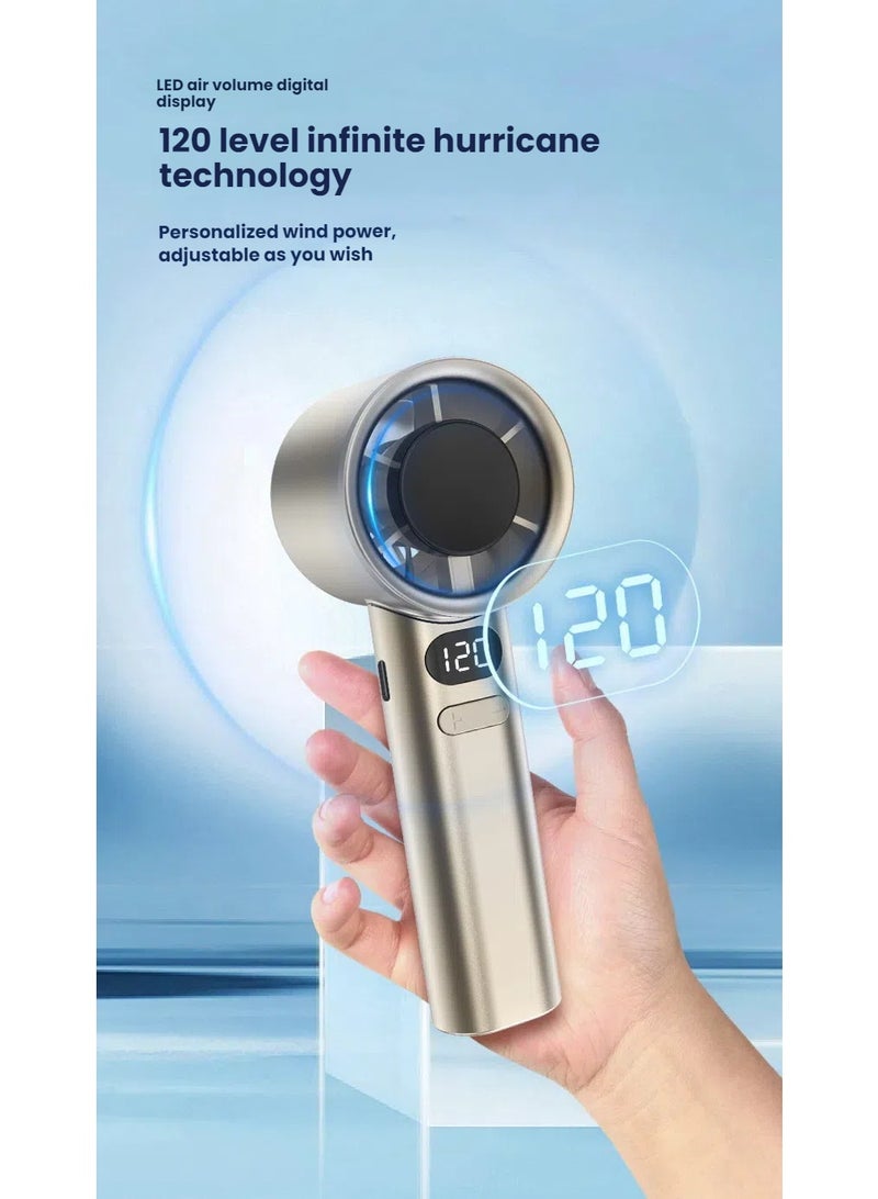 المروحة المحمولة بدون خطوات قابلة للتعديل ، مروحة شخصية محمولة مع شاشة LED ، مروحة صغيرة مع سرعة 1-120 ، مروحة مكتب قابلة لإعادة الشحن مروحة يدوية للسفر أو المكتب (أبيض) - Image 5