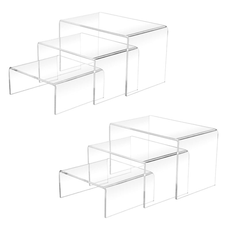 Cerpourt 2 Sets Acrylic Display Risers(3",4",5") Clear Product Stand,Cupcakes Holder Dessert Transparent Showcase Stands, Candy Bar Risers, Lifts for Figures - Image 1
