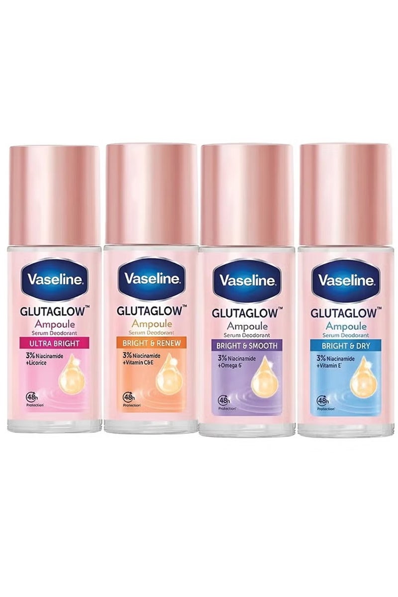 Vaseline Glutaglow Set of Ultra Bright, Bright & Renew , Bright & Smooth , Bright & Dry Ampoule Serum Deodorant each 45ml