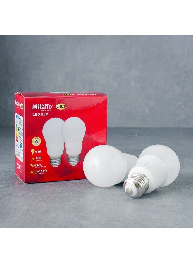 DANUBE HOME مصباح دانوب هوم ميلانو LED مجموعة 2 قطعة 9 واط E-27 6500 كيلفن | مصابيح توفير الطاقة لغرفة المعيشة وغرفة النوم وغرفة الطعام والمكاتب - Image 1