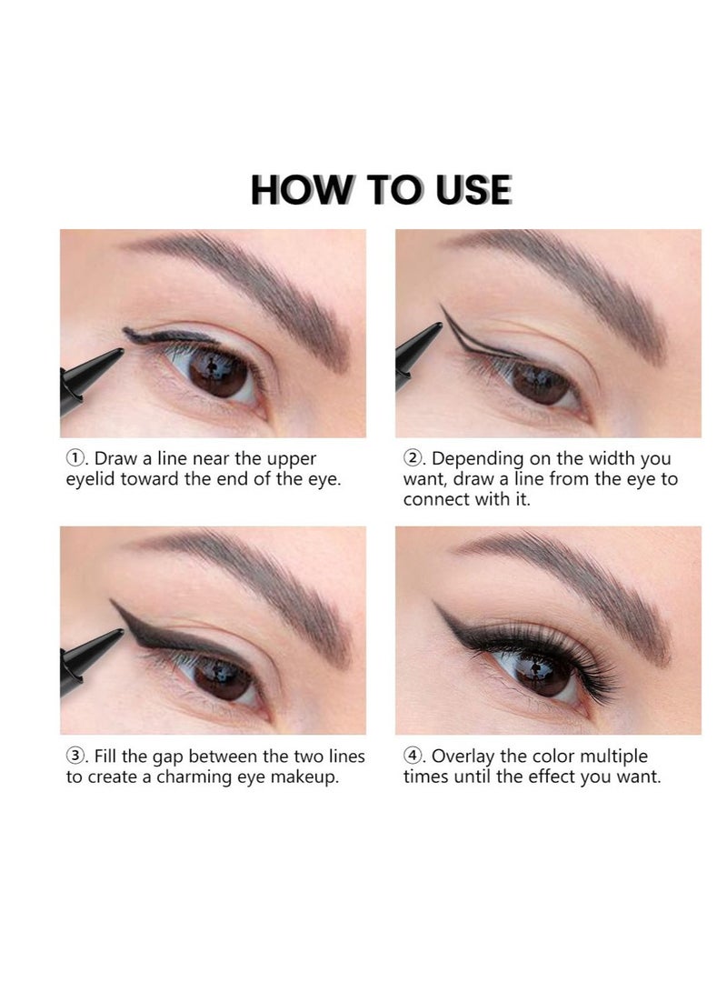 4Pcs Black Gel Eyeliner Set - Waterproof Matte Eye Liner Pencils & Cat Eye Stamp Tool for Beginners - Perfect for Stunning Eye Makeup Looks  - Image 5