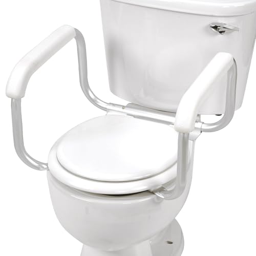 DMI Toilet Safety Rails Toilet Handles for The Elderly Toilet Safety Handrails Frame Easy Assembly with no Tools, White - Image 1