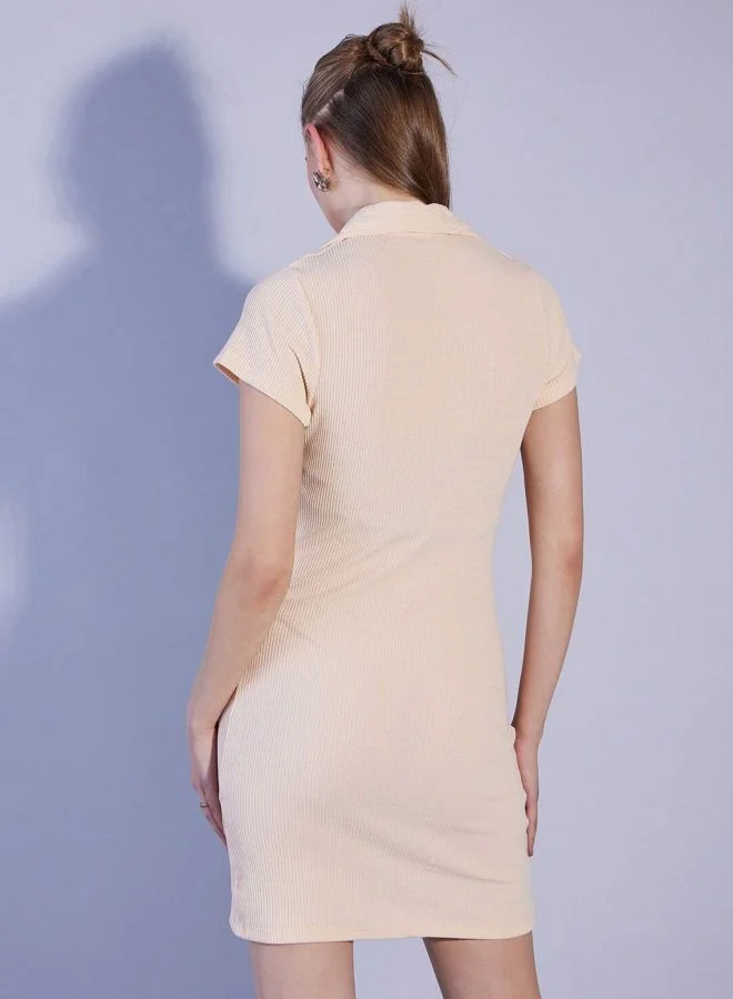 Freehand  Women Bodycon Solid Shirt Collar Short Sleeve Polo Collar Dress for Women | Best Price UAE