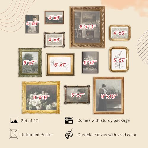 KBKBART Vintage Wall Art Prints, French Country Wall Decor Retro Countryside Landscape Canvas Painting, Classical Vintage Prints, Rustic Farmhouse Wall Art for Bathroom, Bedroom Living Room-UNFRAMED - Image 2
