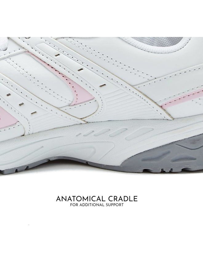 Avia Verge Womens Sneakers - Tennis, Court, Cross Training, or Pickleball Shoes for Women, 8.5 Wide, White with Light Pink, Bright White/Avia Pink/Silver/Steel Grey, 8.5 Wide - Image 2