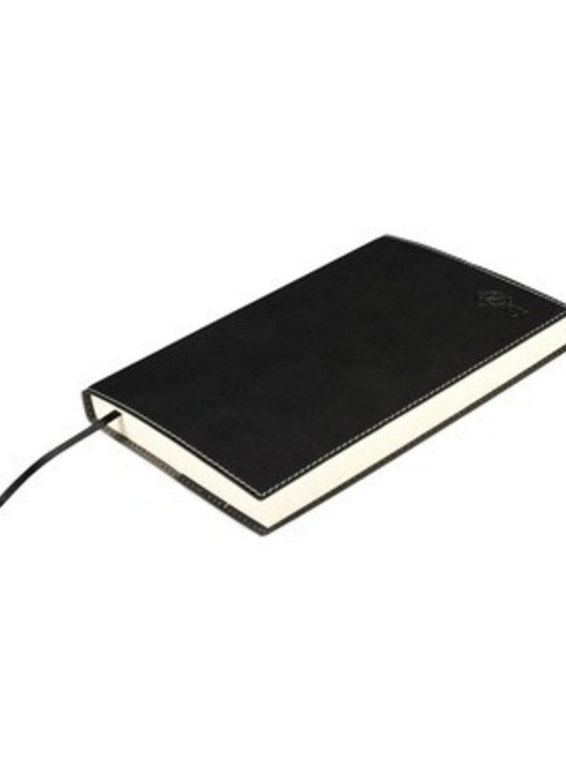 FIS® 2025 Diary, Italian PU Materials, Soft Jacket Cover with Sewn, A5 Size(14.8x21cm), English, Black Color-FSDI17E25BK