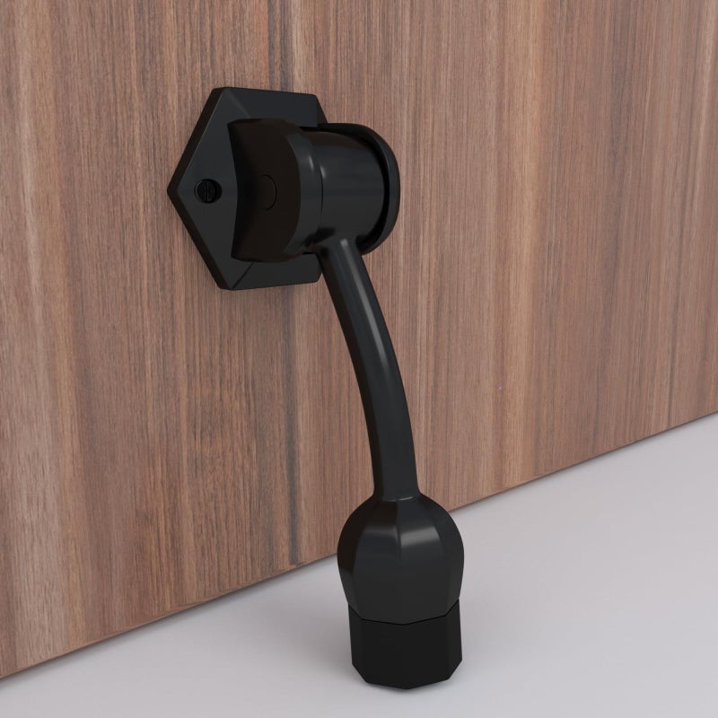 Boniry Heavy-Duty Door Stopper with Anti-Slip Rubber Base | Elegant and Durable Design for All Types of Doors (Black) - Image 3