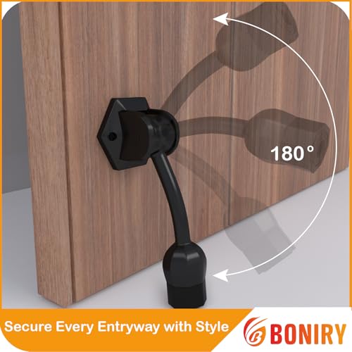 Boniry Heavy-Duty Door Stopper with Anti-Slip Rubber Base | Elegant and Durable Design for All Types of Doors (Black) - Image 5
