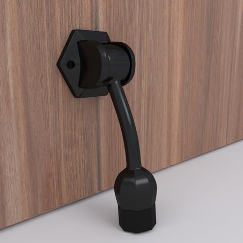 Boniry Heavy-Duty Door Stopper with Anti-Slip Rubber Base | Elegant and Durable Design for All Types of Doors (Black) - Image 1