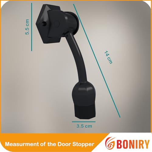 Boniry Heavy-Duty Door Stopper with Anti-Slip Rubber Base | Elegant and Durable Design for All Types of Doors (Black) - Image 2