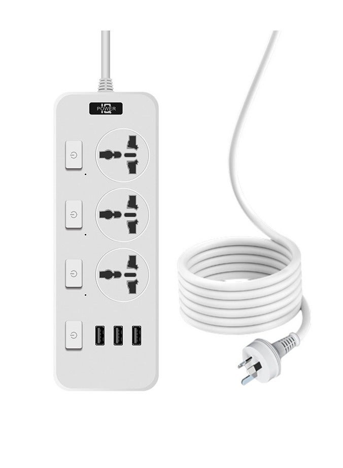 Equipped With 3 USB Ports, A Multi Hole Power Socket Distributor Charger, A 2-Meter 3-Hole Power Cord With A Plug, An Intelligent Charging Base, And A Multi Hole Expansion Cable Suitable For Home, O - Image 1
