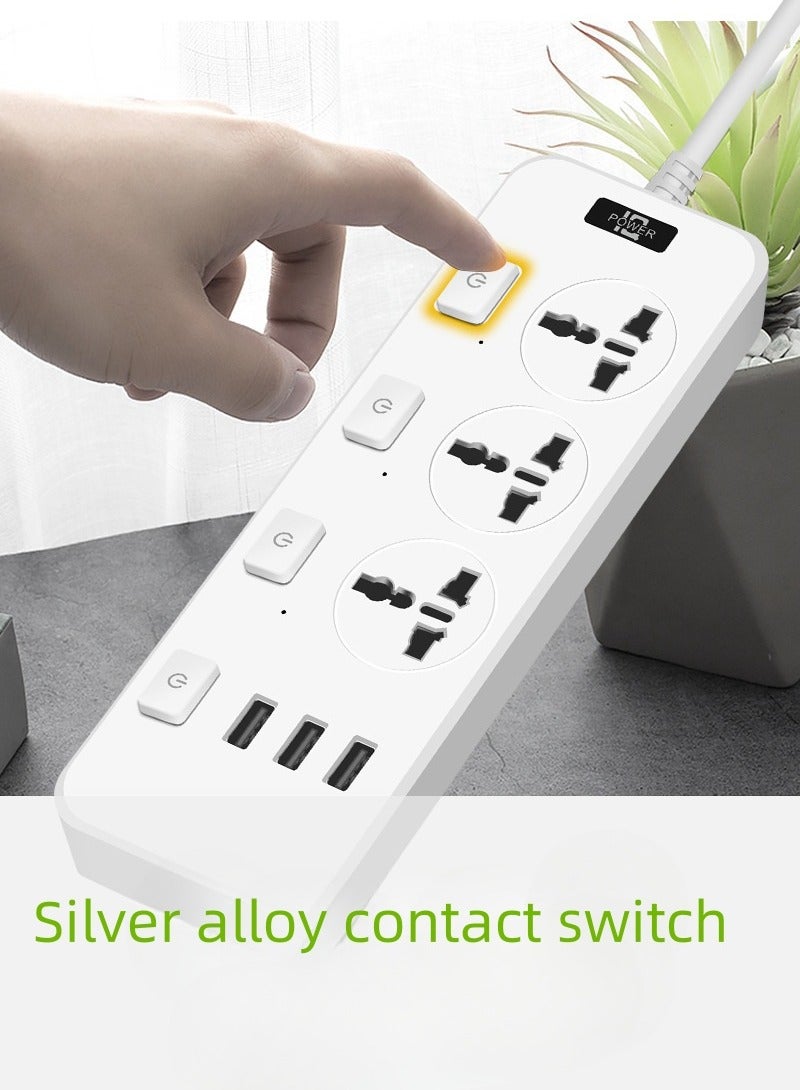 Equipped With 3 USB Ports, A Multi Hole Power Socket Distributor Charger, A 2-Meter 3-Hole Power Cord With A Plug, An Intelligent Charging Base, And A Multi Hole Expansion Cable Suitable For Home, O - Image 4