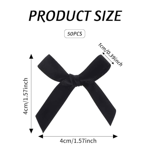 Psyqtsuary 50 Pcs Mini Black Bows Satin Ribbon Bows 4x4cm Little Bows DIY Satin Bows Black Ribbon Mini Bows Cute Small Bows for Craft Sewing Scrapbooking Christmas Party Wedding and Gift Wrapping - Image 3
