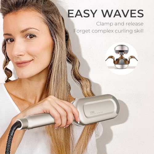TYMO Curling Iron Hair Crimper Waver - TYMO ROVY Beach Waves Curling Wand, Ionic Deep Waver Hair Curler Tool with Ceramic 3 Barrel for Women, Dual Voltage, Anti-Scald, Easy to Use, Elegant Gold, 1.25 Inch - Image 2
