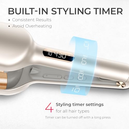 TYMO Curling Iron Hair Crimper Waver - TYMO ROVY Beach Waves Curling Wand, Ionic Deep Waver Hair Curler Tool with Ceramic 3 Barrel for Women, Dual Voltage, Anti-Scald, Easy to Use, Elegant Gold, 1.25 Inch - Image 3