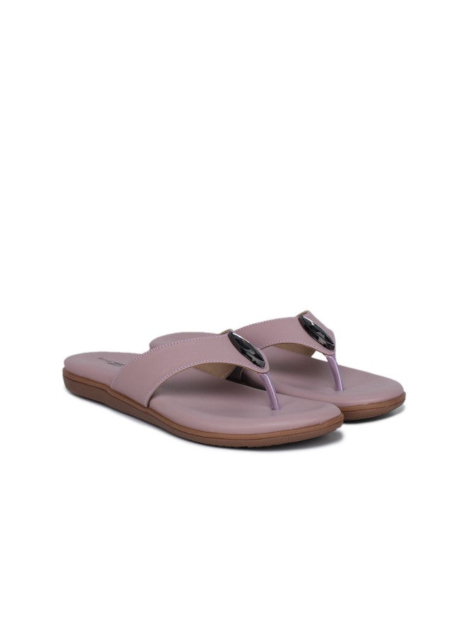 She Zone Peach T-Strap Flats for Women - Image 2