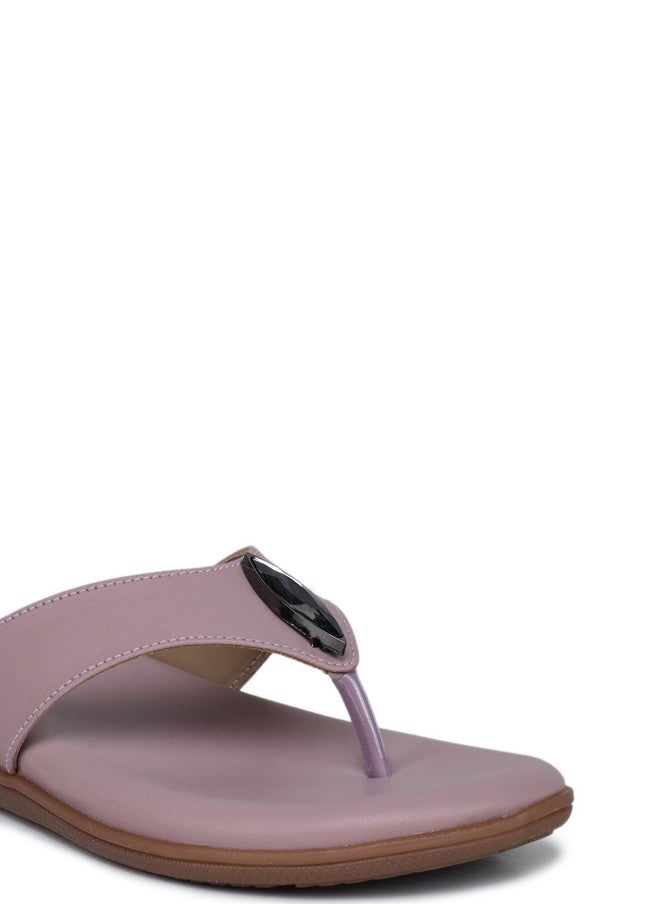 She Zone Peach T-Strap Flats for Women - Image 5