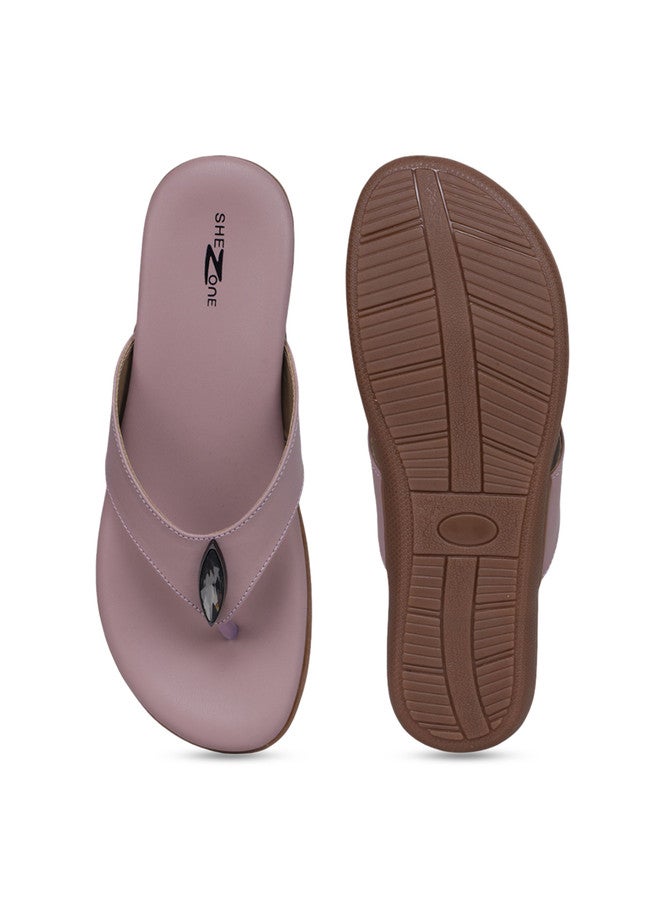 She Zone Peach T-Strap Flats for Women - Image 4