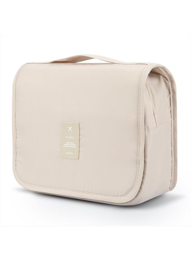 Mossio Hanging Toiletry Bag - Large Cosmetic Makeup Travel Organizer for Men & Women with Sturdy Hook (Beige) - Image 1