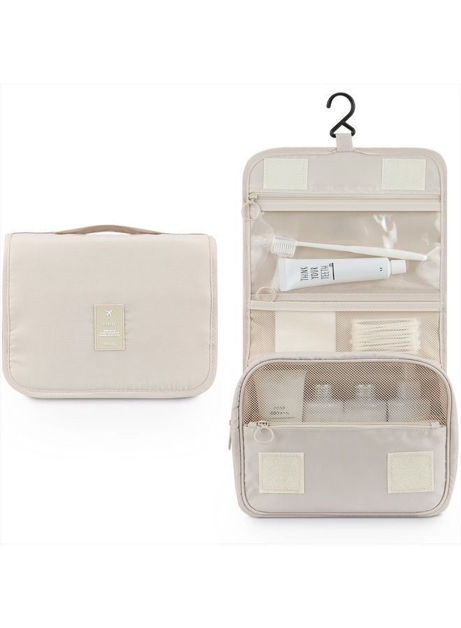Mossio Hanging Toiletry Bag - Large Cosmetic Makeup Travel Organizer for Men & Women with Sturdy Hook (Beige) - Image 2