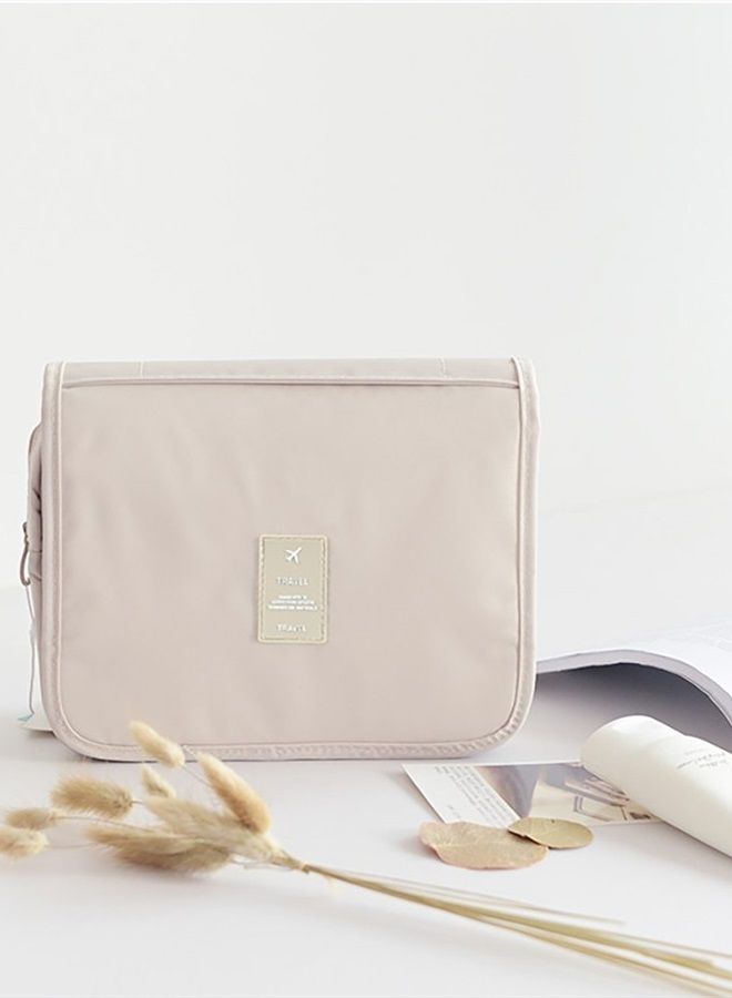 Mossio Hanging Toiletry Bag - Large Cosmetic Makeup Travel Organizer for Men & Women with Sturdy Hook (Beige) - Image 3