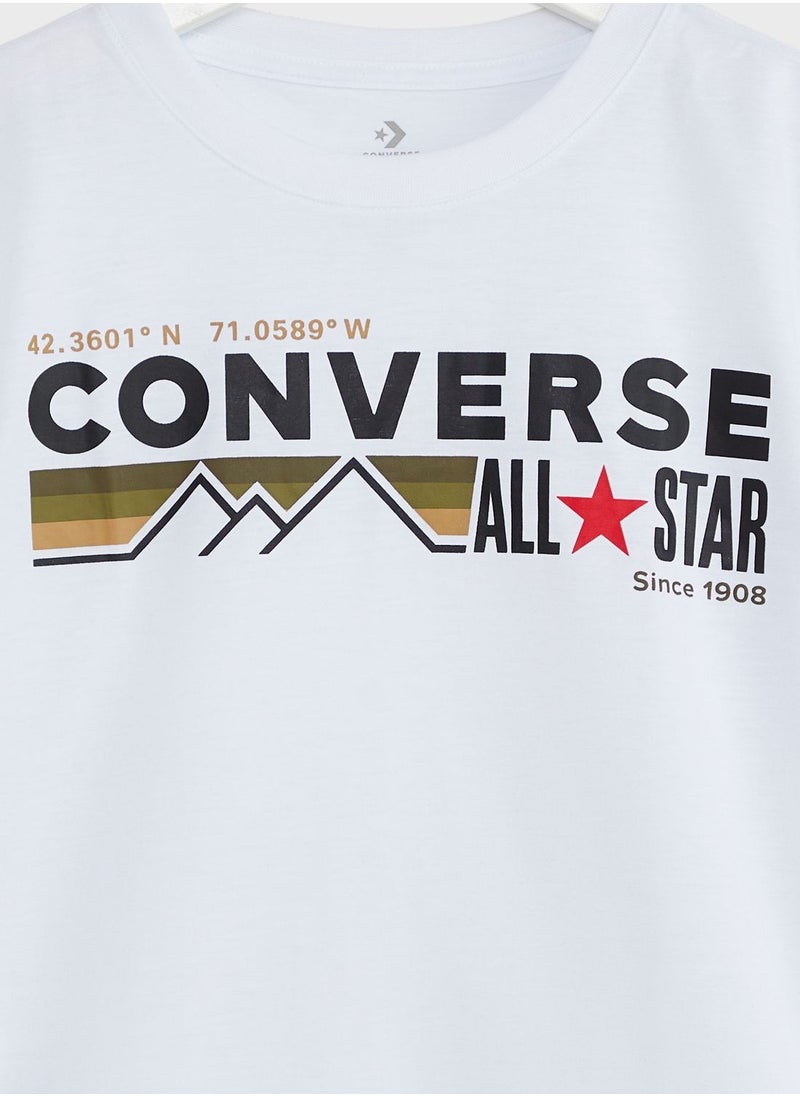 CONVERSE - Youth Wordmark Chest Stripe T-Shirt - Image 1
