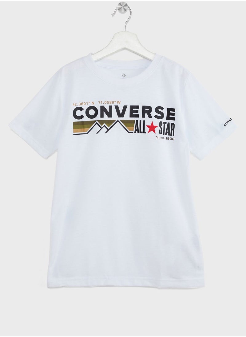 CONVERSE - Youth Wordmark Chest Stripe T-Shirt - Image 1