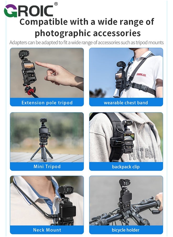 GROIC Pocket 3 Expansion Adapter for DJI Osmo Pocket 3 Creator Combo Handle Accessories Cold Shoe, Extended Mounting Bracket Strap Attached to a Tripod Cycling mounts Selfie Stick, etc  - Image 3