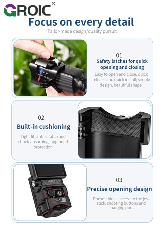 Pocket 3 Expansion Adapter for DJI Osmo Pocket 3 Creator Combo Handle Accessories Cold Shoe, Extended Mounting Bracket Strap Attached to a Tripod Cycling mounts Selfie Stick, etc